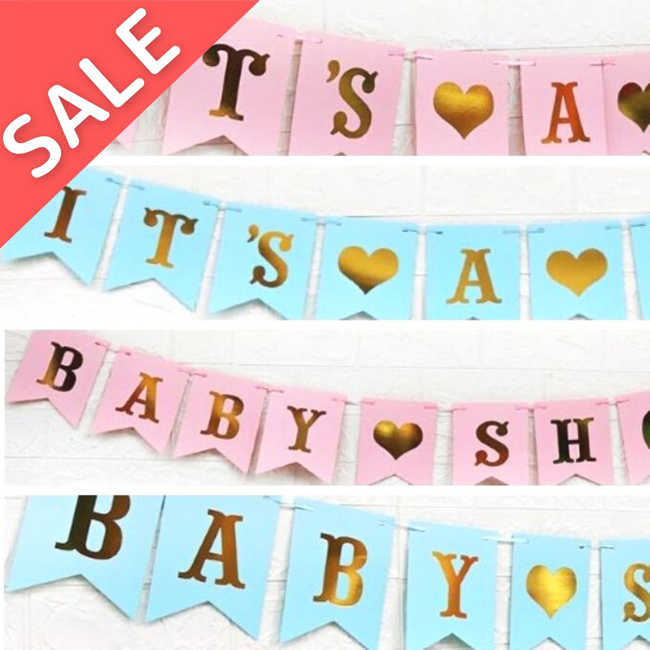 SALE【パーティアイテム】ガーランド BABY SHOWERに使える パーティー デコレーション4種類